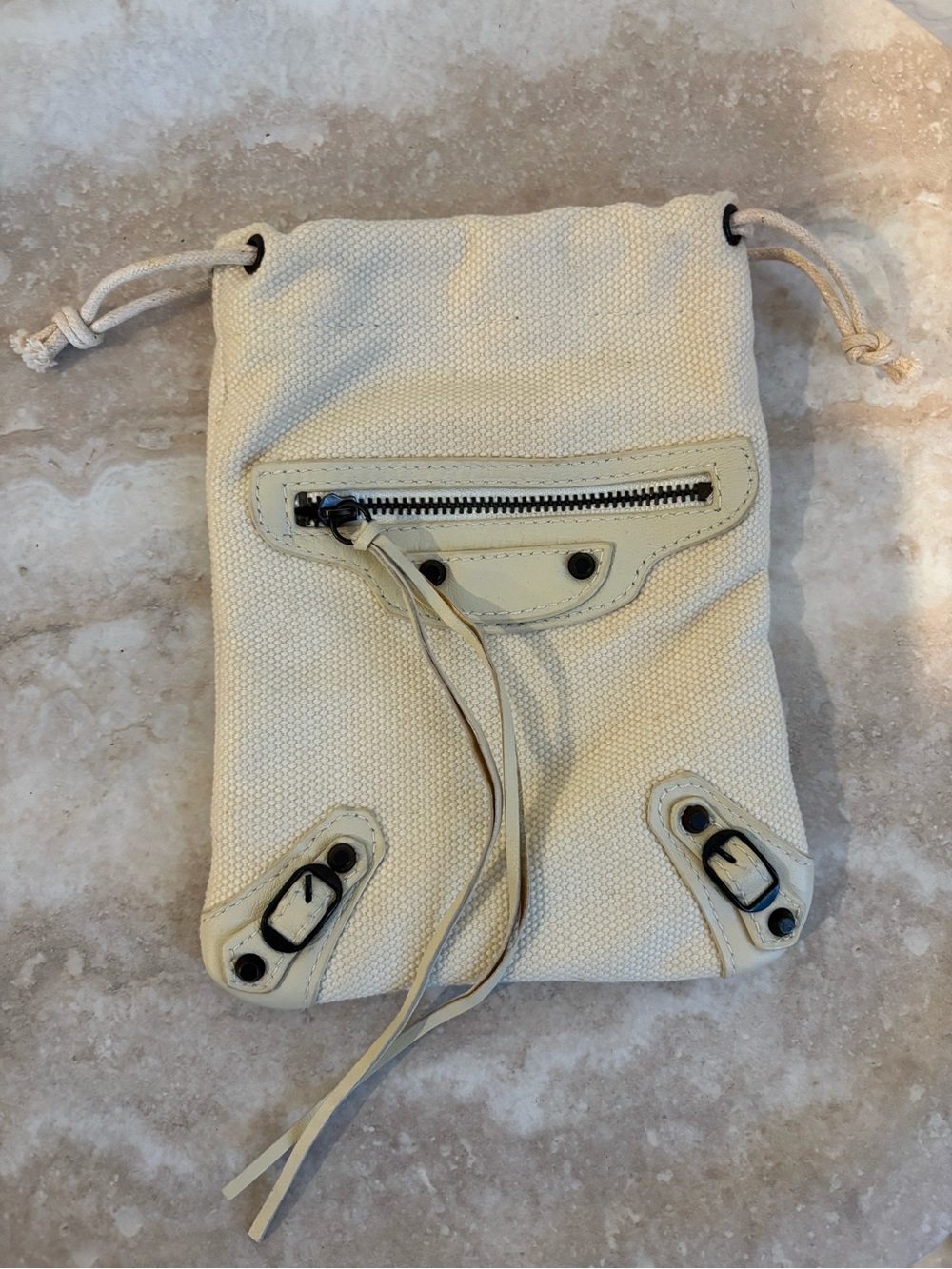 Balenciaga Motocross Ivory canvas pouch